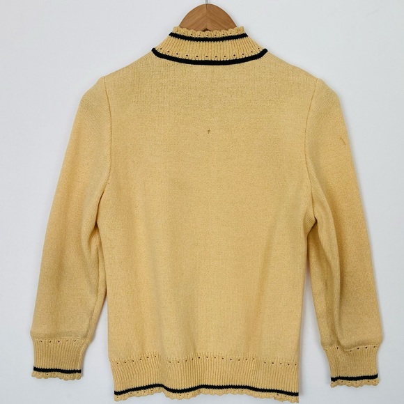 St. John Sport Cardigan Sweater Yellow Black Trim AS IS - Picture 2 of 15